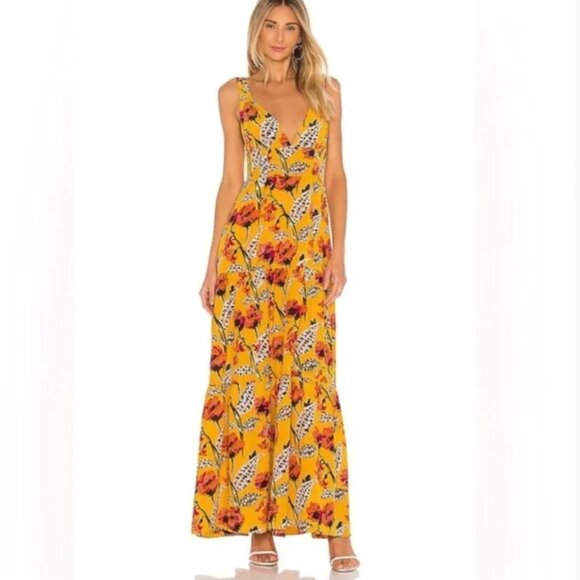 A.L.C. Rae Floral Silk Maxi Dress Gown Yellow Multi NWT Size 2 Retail $695 - Picture 1 of 9